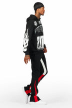 Amos Black/Red Hoodie/Stacked Flare Pant Set