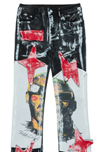 Boys Savier Black/White Roller Paint Stacked Flare Jean