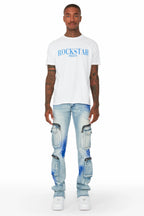 Dutton Blue/Royal Blue Super Stacked Flare Jean