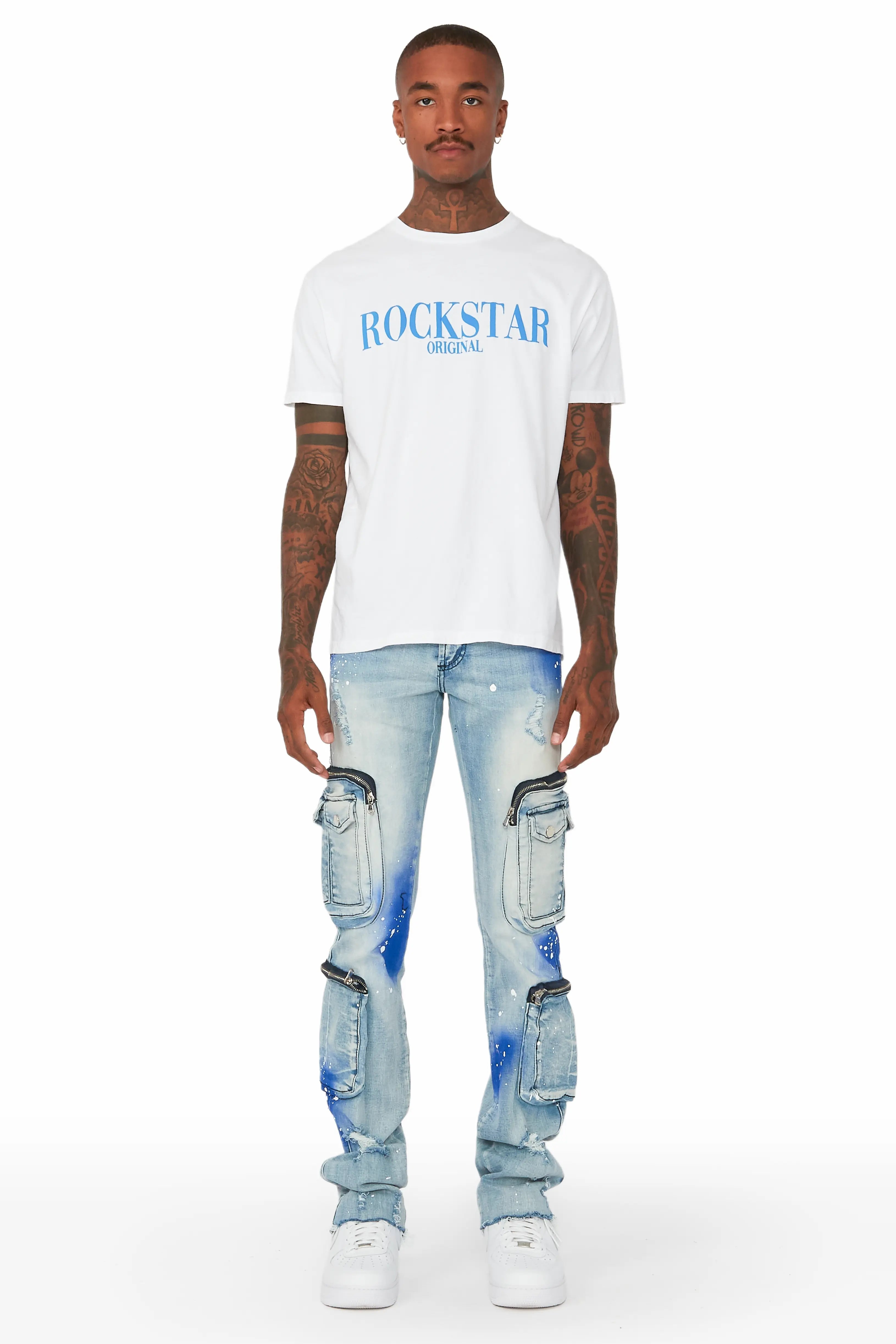 Dutton Blue/Royal Blue Super Stacked Flare Jean