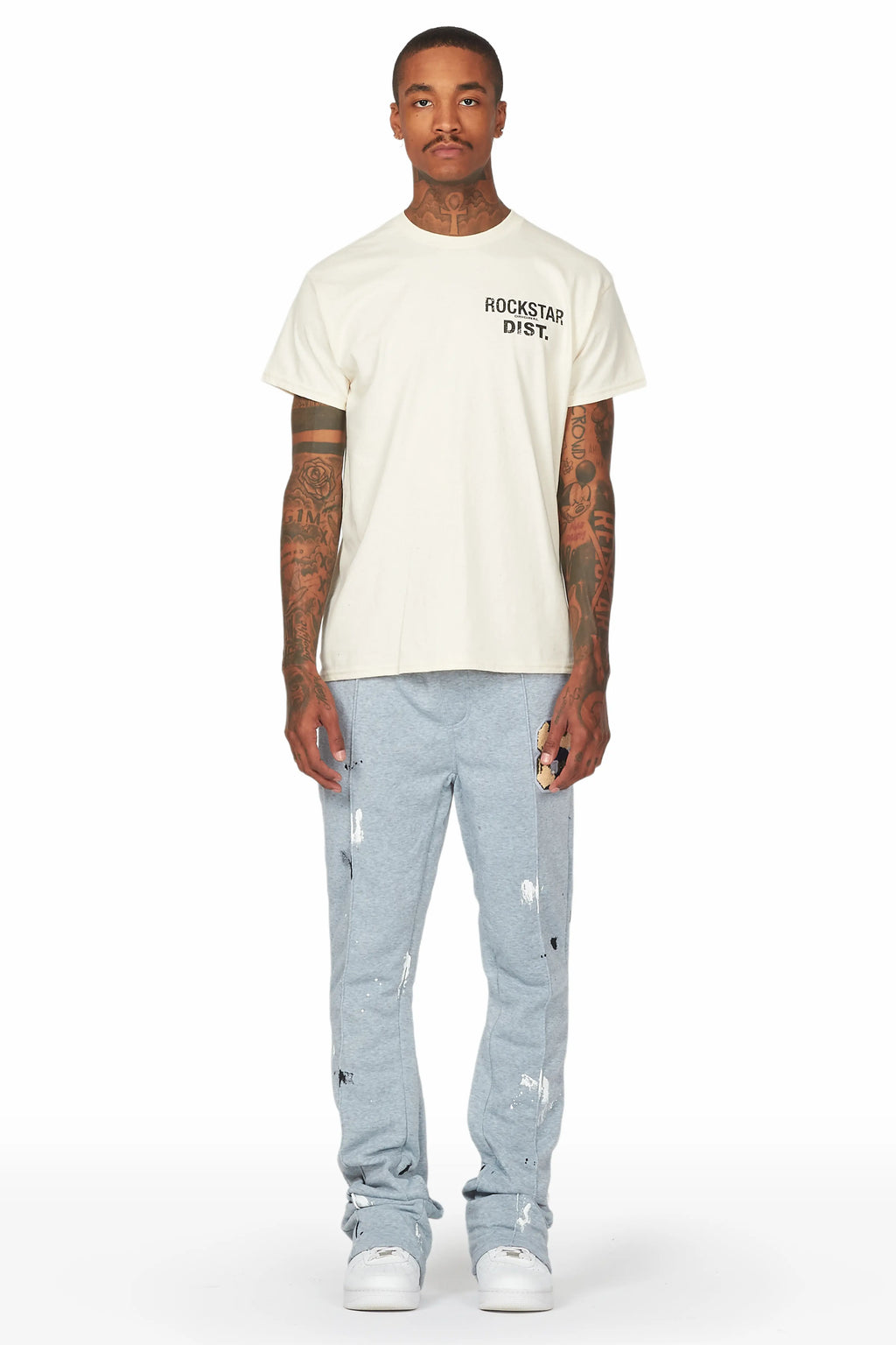 Austin Heather Grey Patchwork Stacked Flare Pants