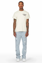 Austin Heather Grey Patchwork Stacked Flare Pants