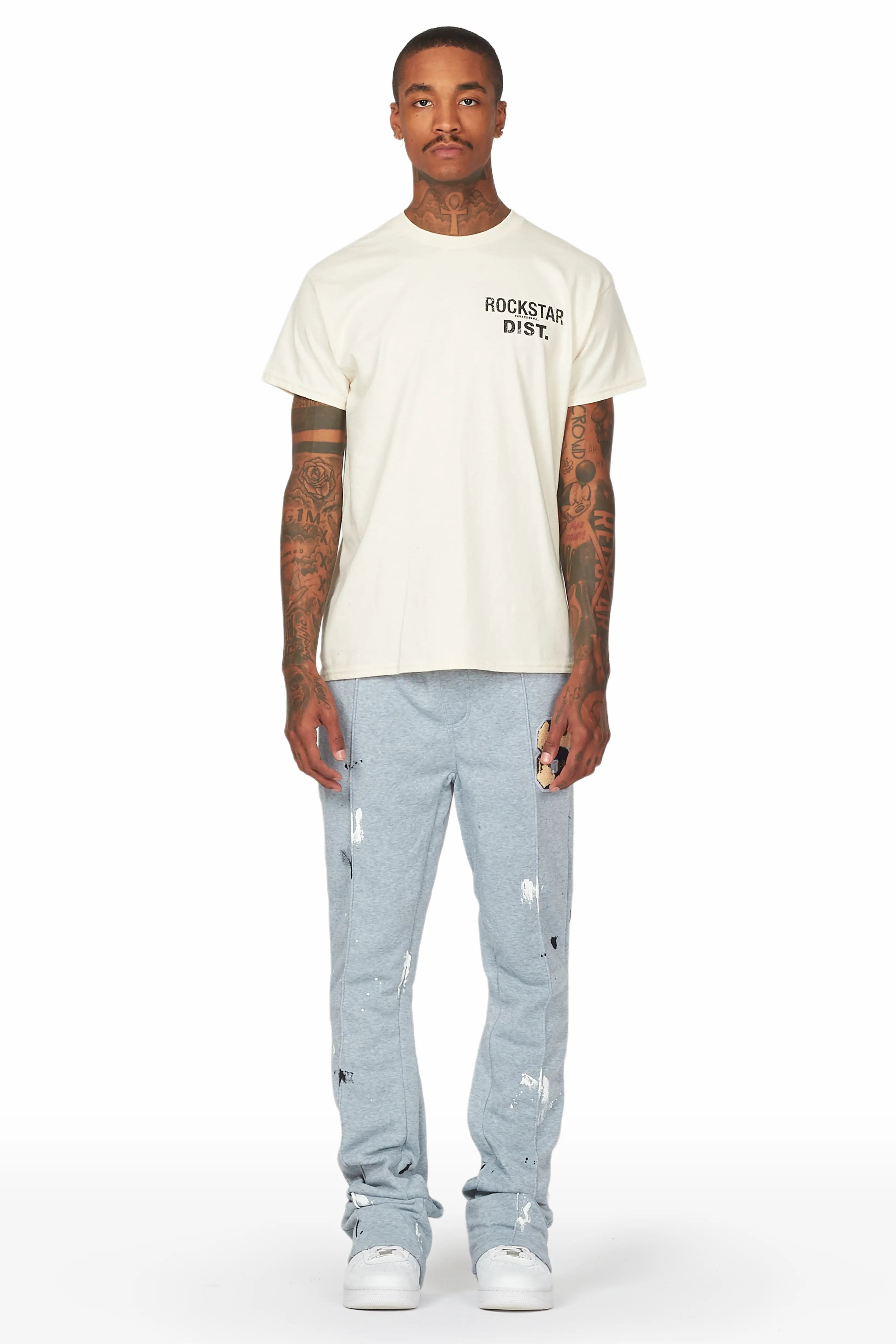 Austin Heather Grey Patchwork Stacked Flare Pants