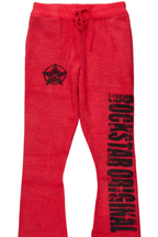Keve Red Knitted Mohair Flare Sweat Pant