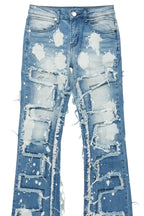 Boys Laban Light Blue Bleach Slim Stacked Flare Jean