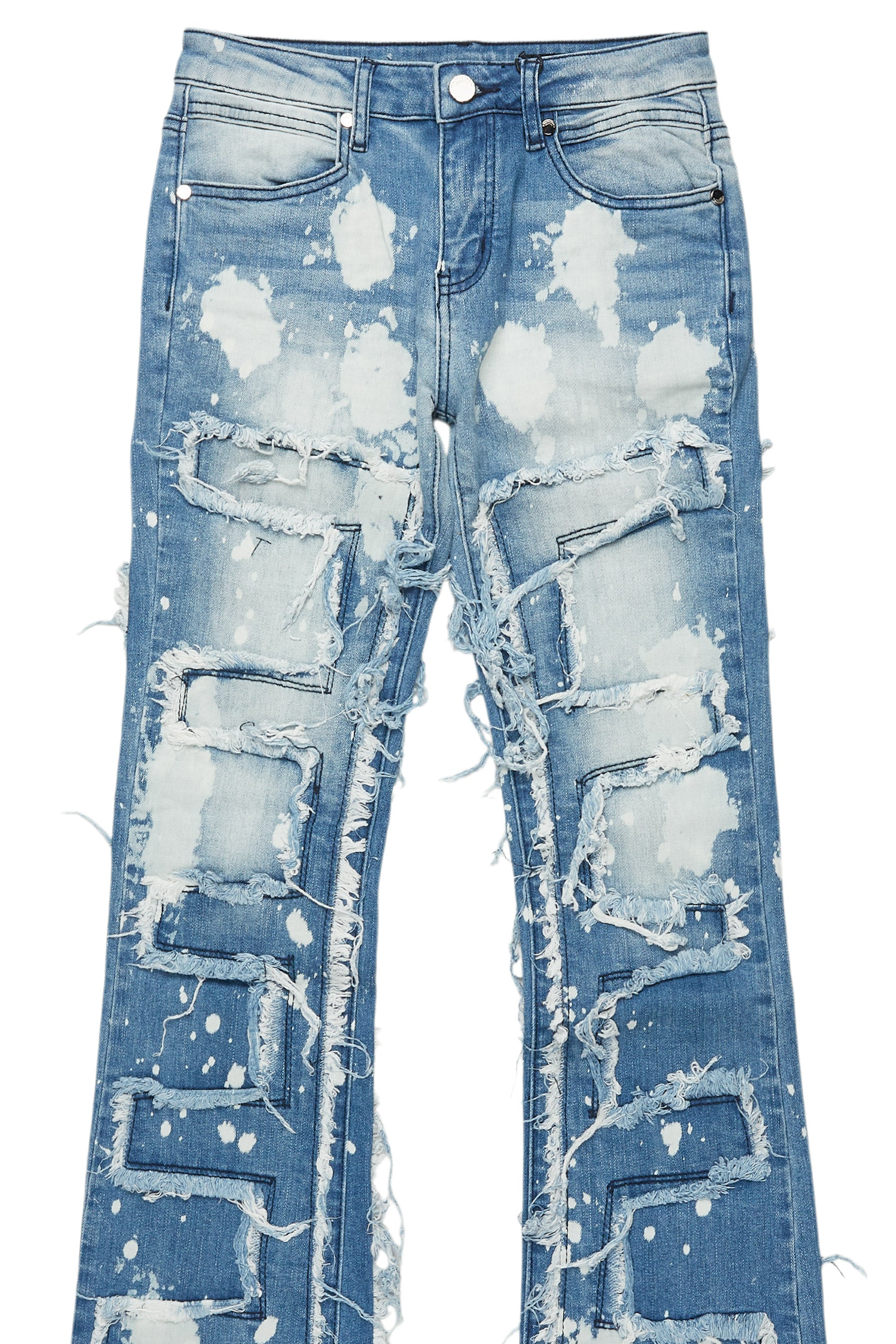 Boys Laban Light Blue Bleach Slim Stacked Flare Jean