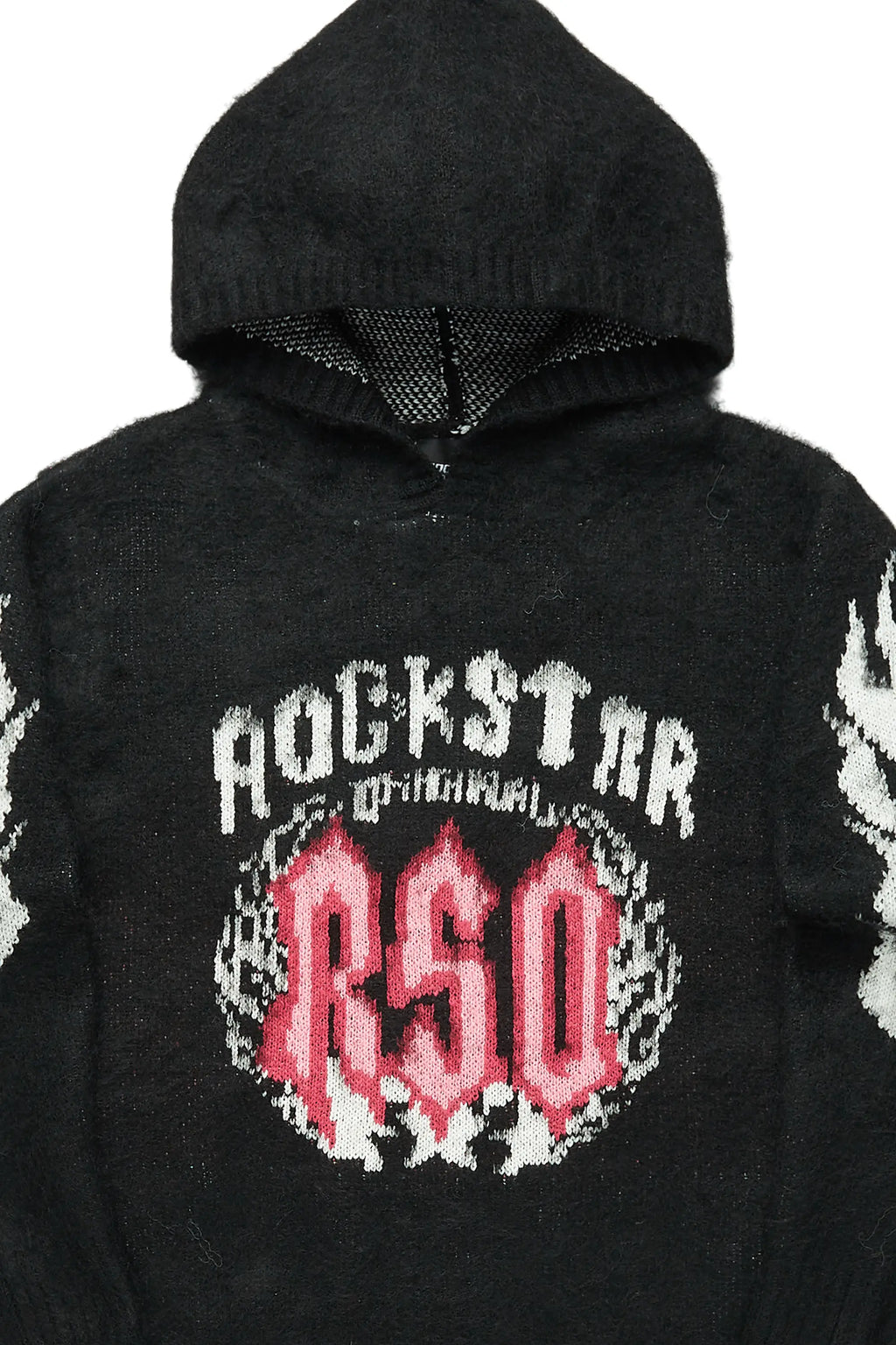 Girls Kanny Black Graphic Knitted Mohair Hoodie