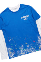 Aliyas White/Royal Double Layer T-Shirt/Baggy Pant Set