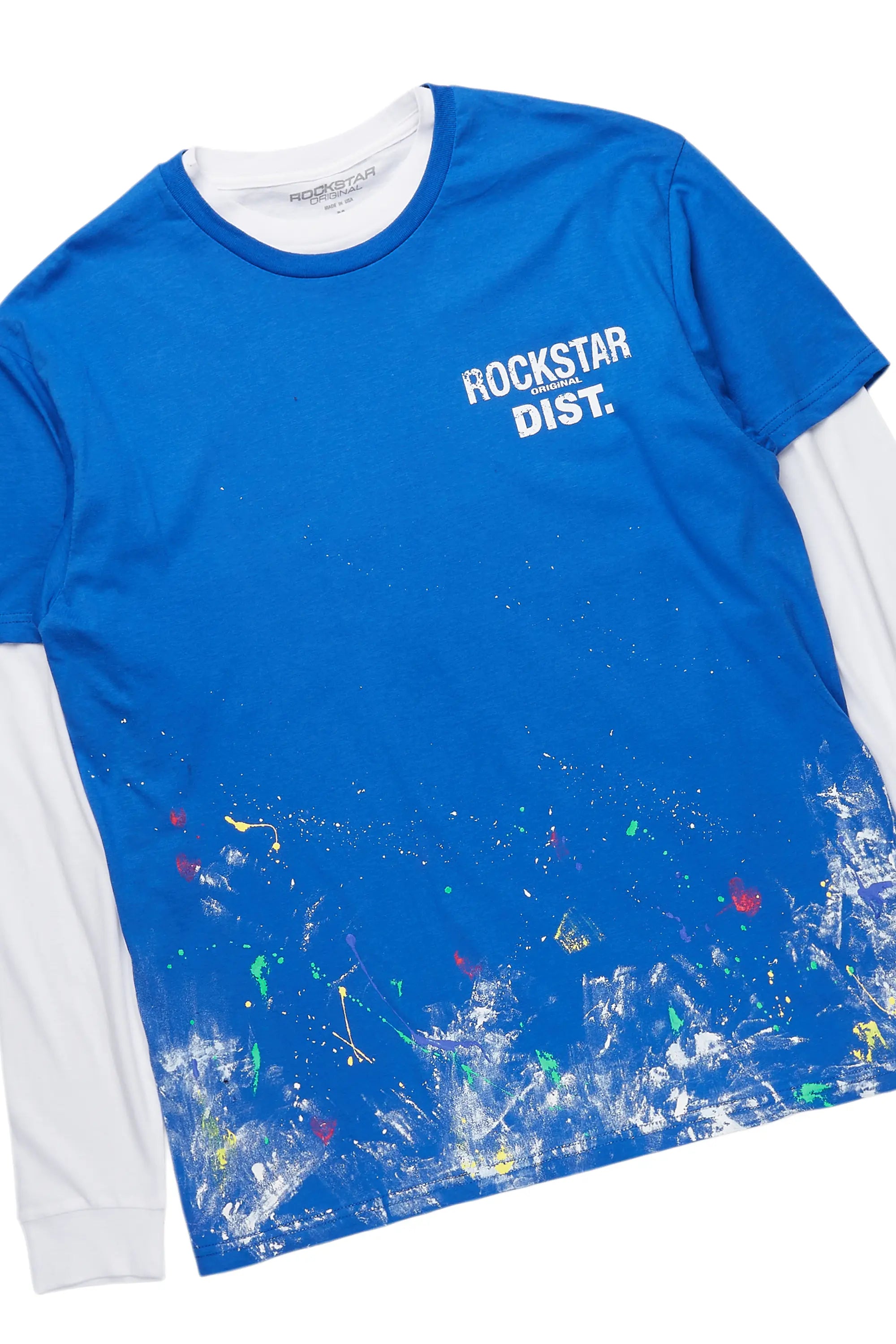 Aliyas White/Royal Double Layer T-Shirt/Baggy Pant Set