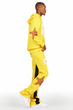 States Yellow Baggy Stacked Hoodie Track Set