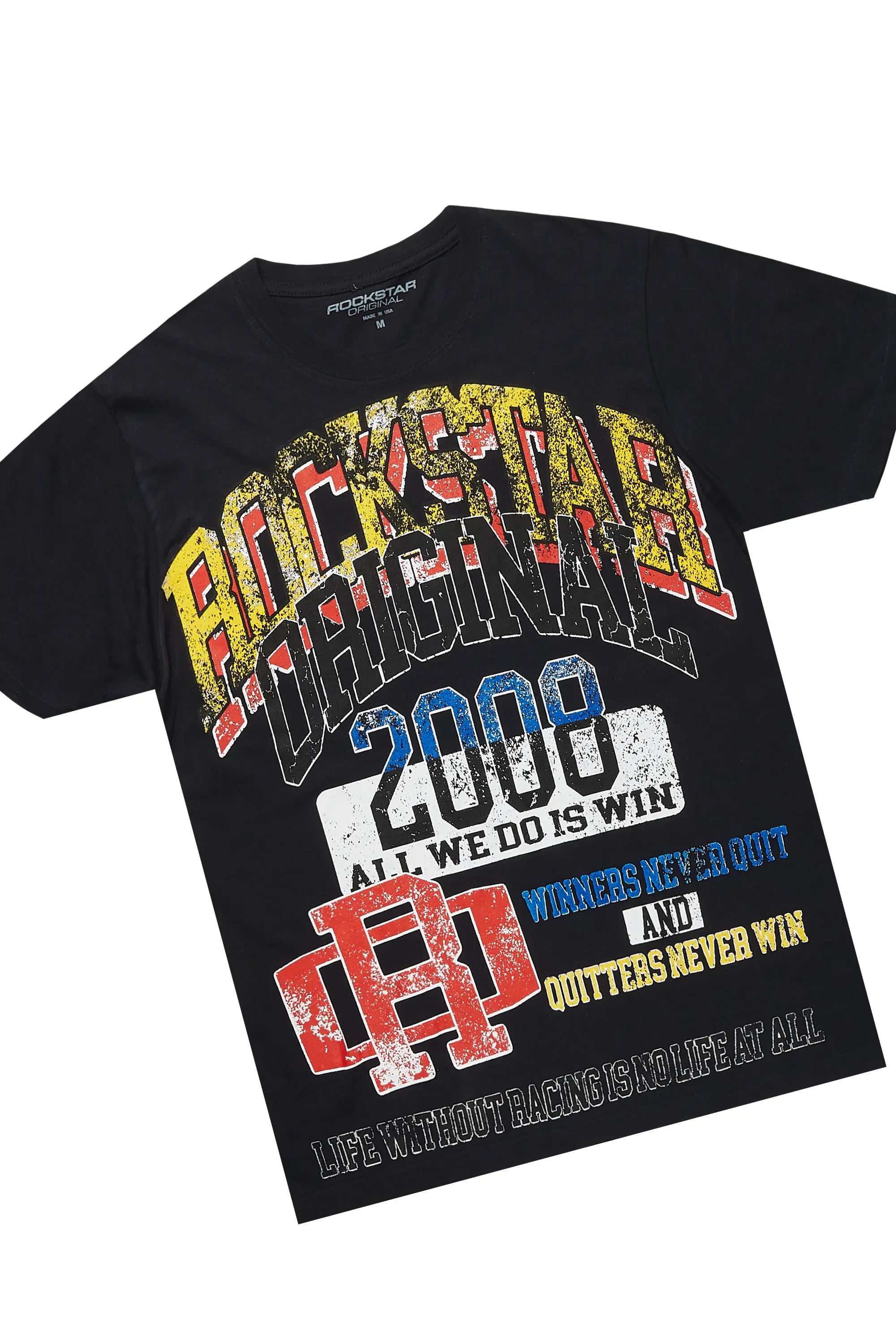 Colorful Race Black T-Shirt Short Set