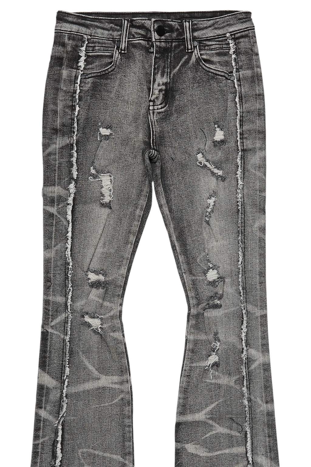 Boys Rugged Black Stacked Flare Jean