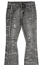 Boys Rugged Black Stacked Flare Jean
