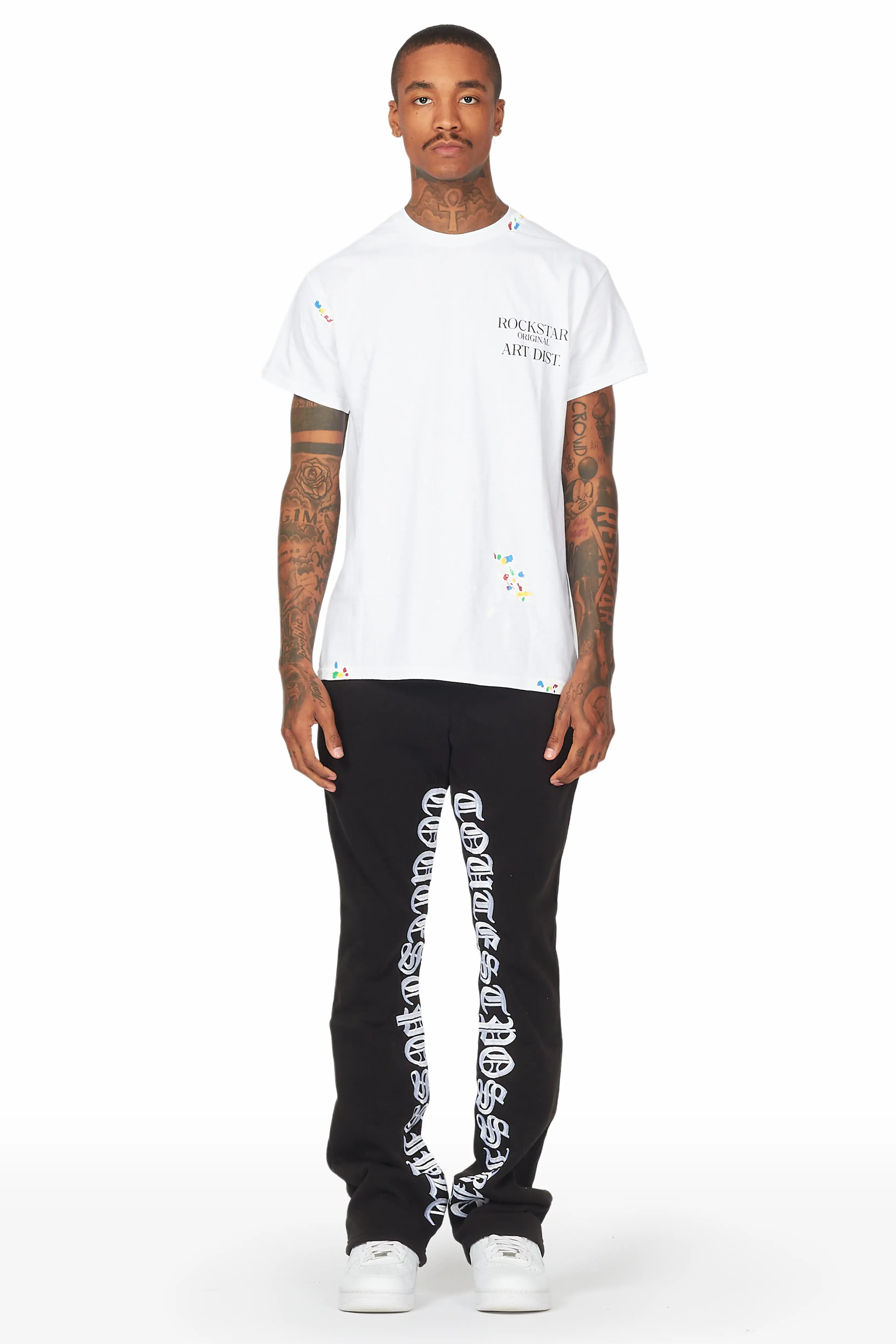 Konnor Black/White Stacked Flare Pants