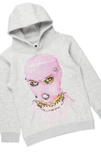 Girls Karasi Grey/Blue Hoodie/Stacked Flare Jean Set