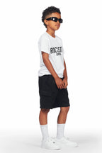 Boys Sana White/Black T-Shirt Cargo Short Set