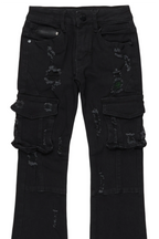 Boys Adalee Black Stacked Flare Jean