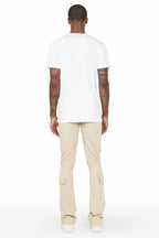 Ezekiel Beige Stacked Flare Pants