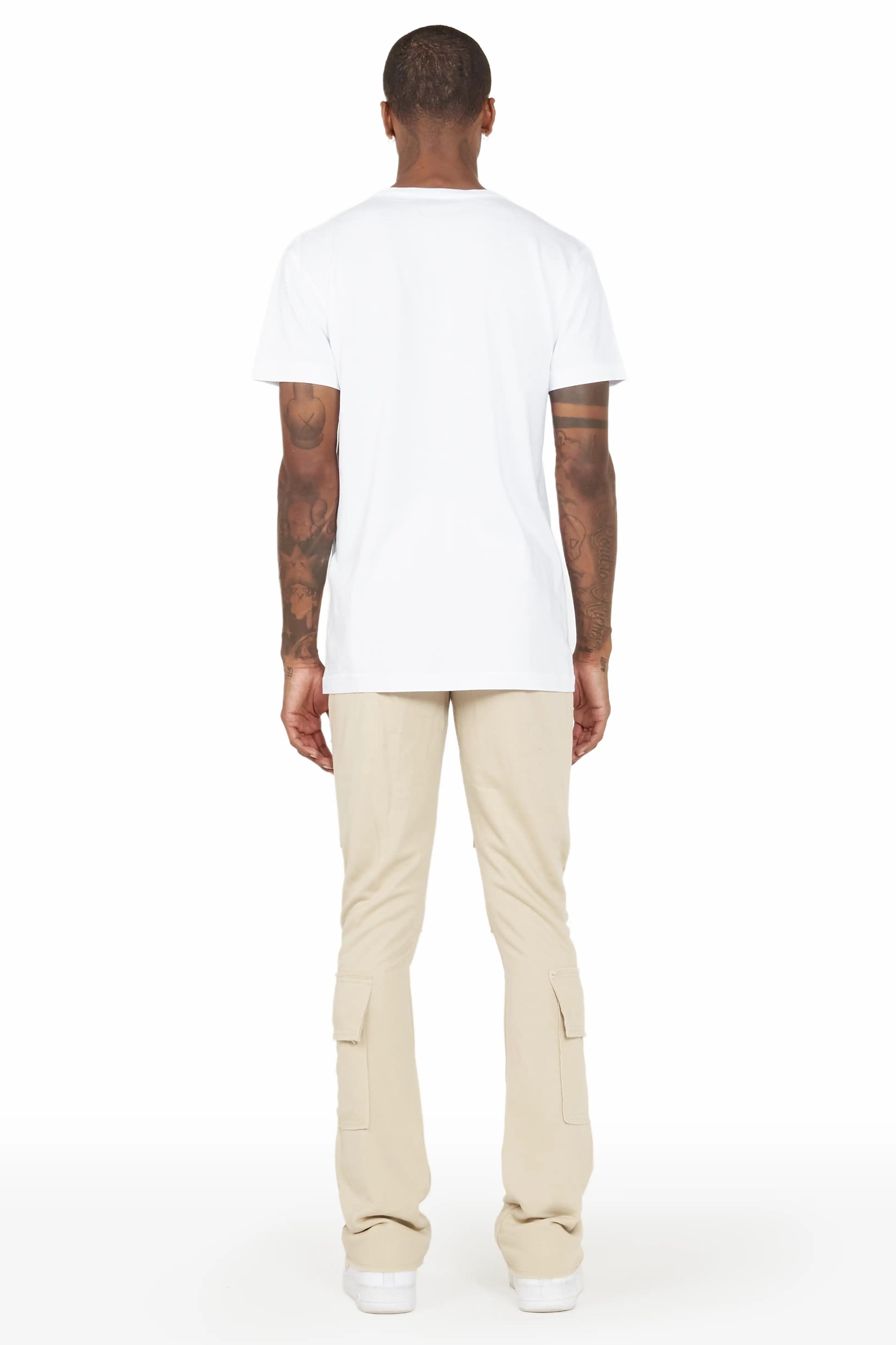 Ezekiel Beige Stacked Flare Pants