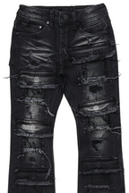 Boys Petrus Black Stacked Flare Jean