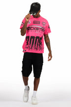 Amos Fuchsia/Black Graphic T-Shirt