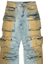 Mahesh Dirty Blue Baggy Cargo Jean