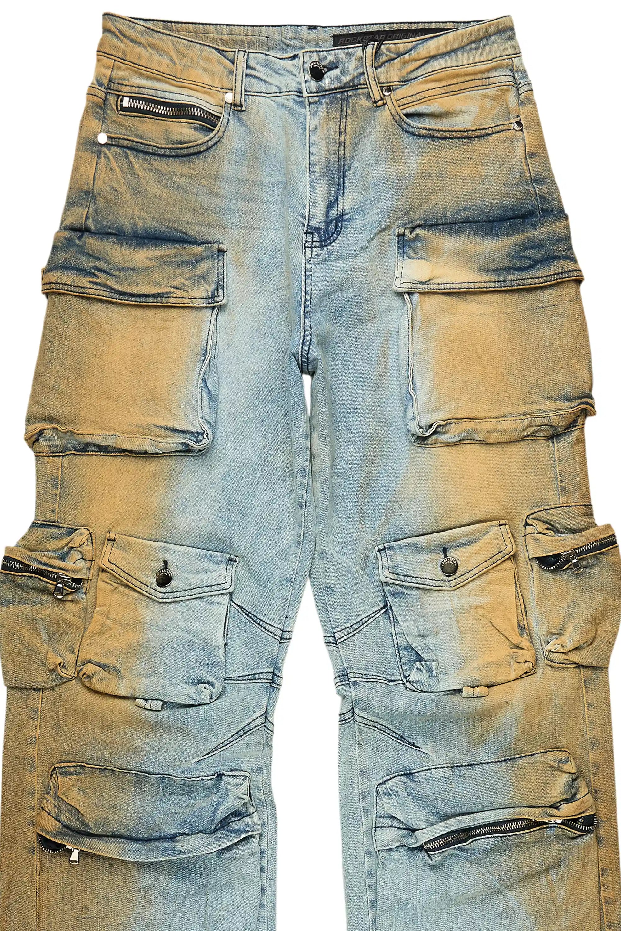 Mahesh Dirty Blue Baggy Cargo Jean