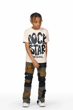 Boys Ward Beige T-Shirt/Patch Cargo Jean