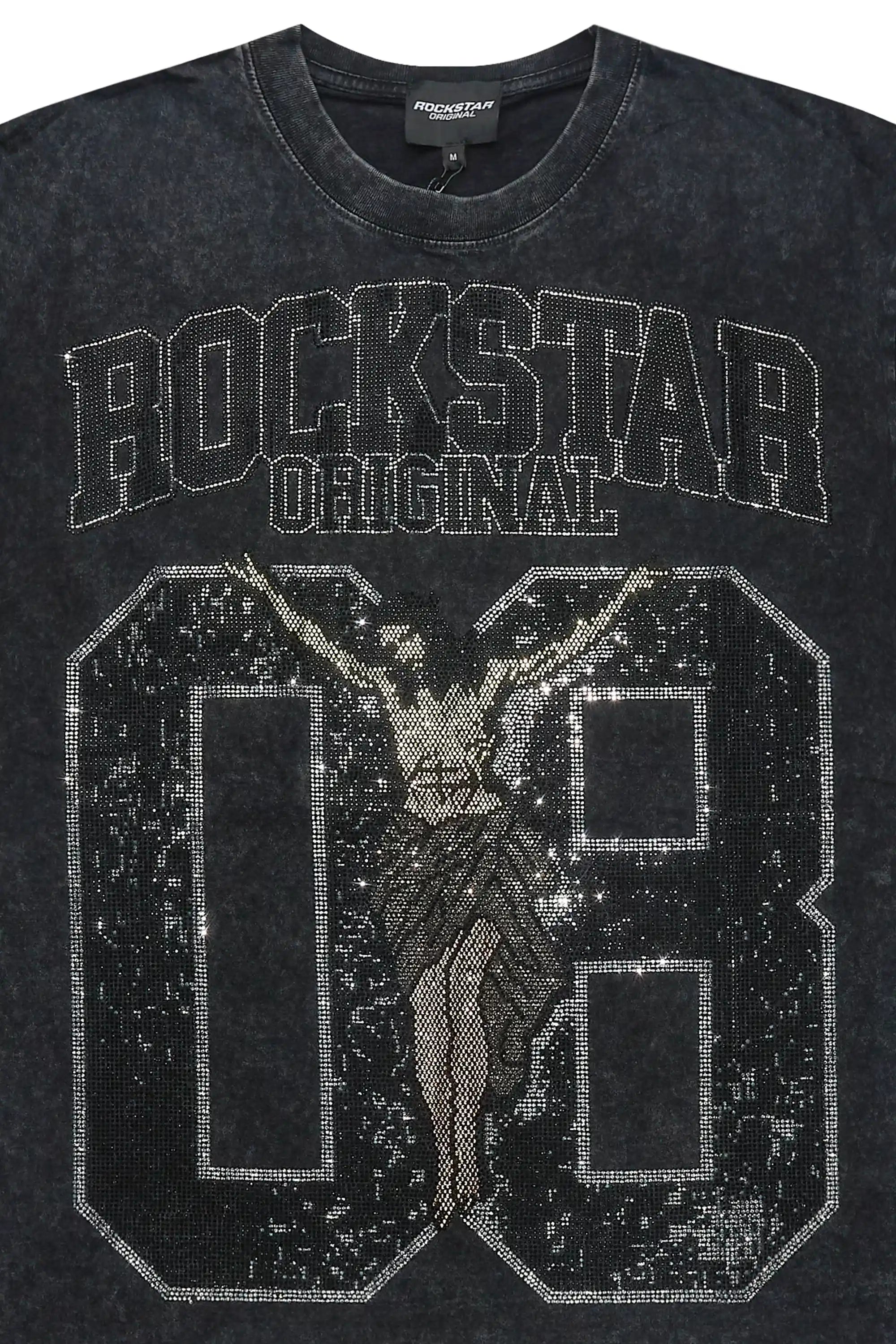 Field 2.0 Black/Grey Graphic Rhinestone T-Shirt