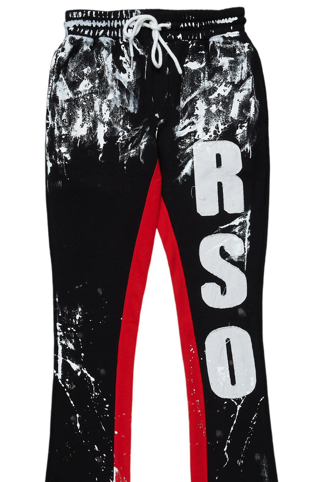 Vassar Black Patchwork Stacked Flare Track Pant