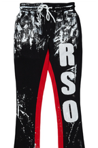 Vassar Black Patchwork Stacked Flare Track Pant