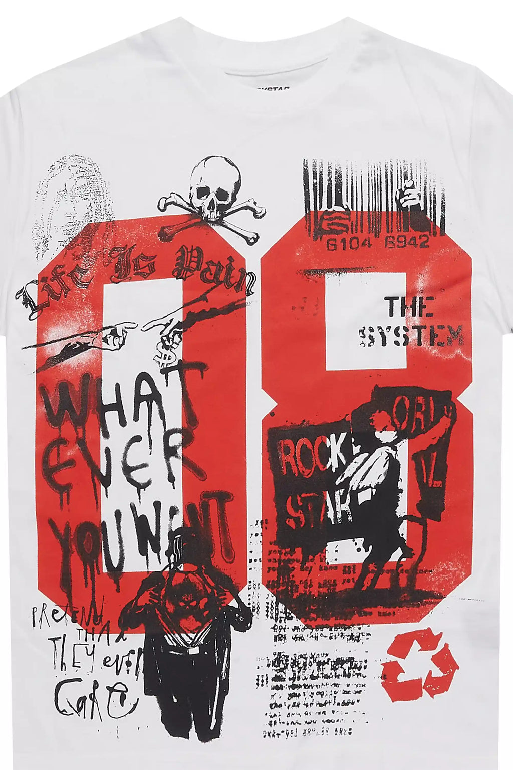 Girls Kammy White/Red Graphic T-Shirt