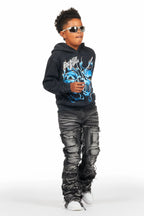 Boys Texastea Vintage Black Hoodie/Stacked Flare Jean Set