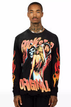 Zo Black/Orange Long Sleeve Graphic T-Shirt