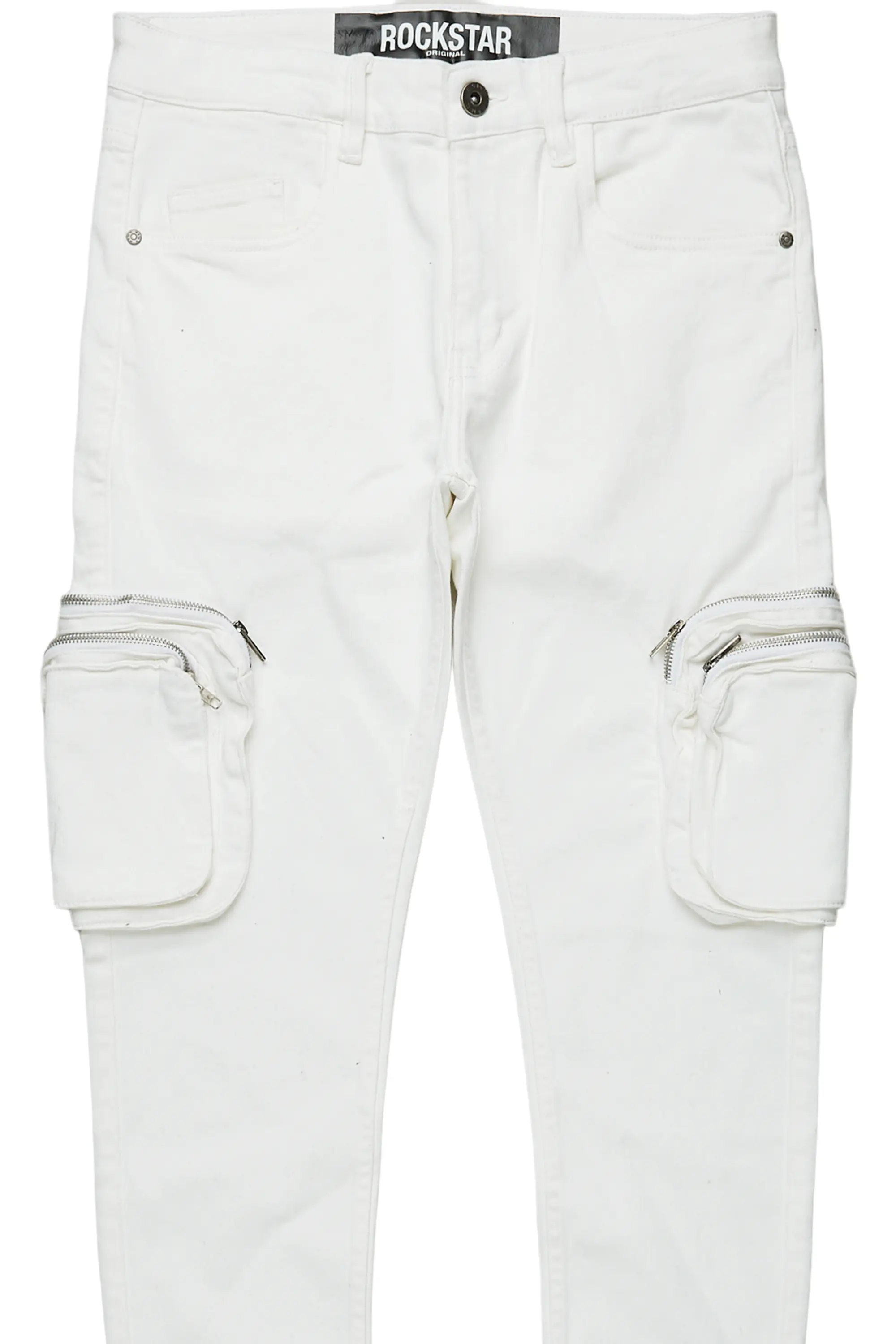 Garren Cream Skinny Fit Cargo Jean