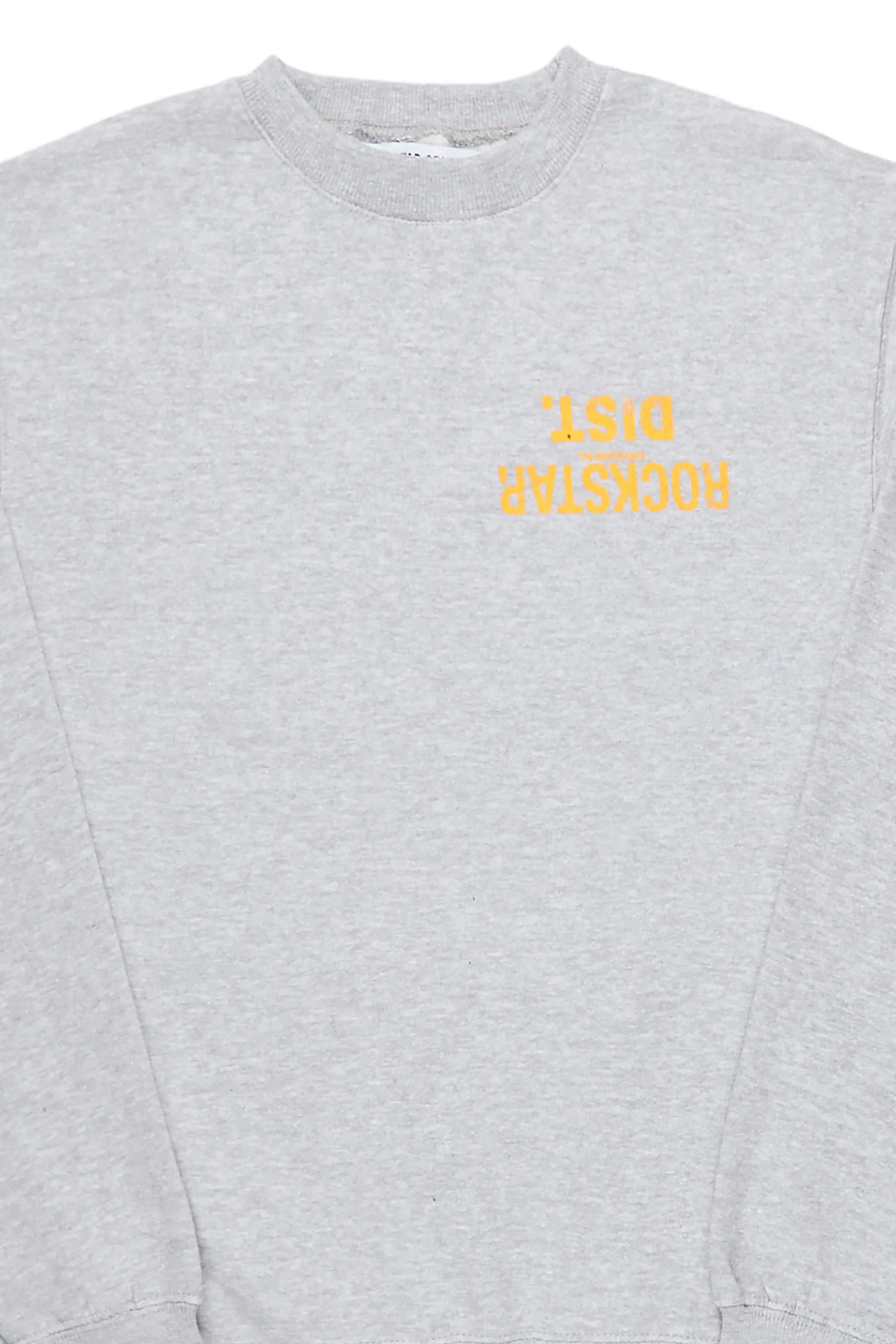 Dist. Town Heather Grey/Yellow Graphic Crewneck