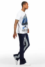 Kastell White/Navy T-Shirt/Stacked Baggy Track Pant Set