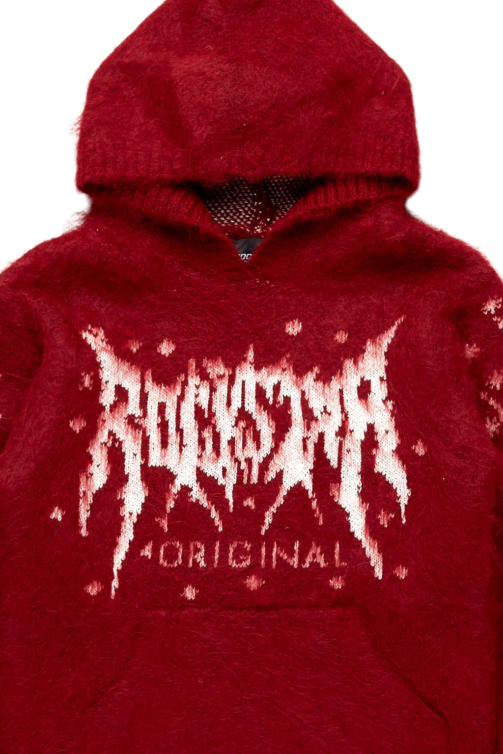 Girls Raymond Red Graphic Knitted Mohair Hoodie