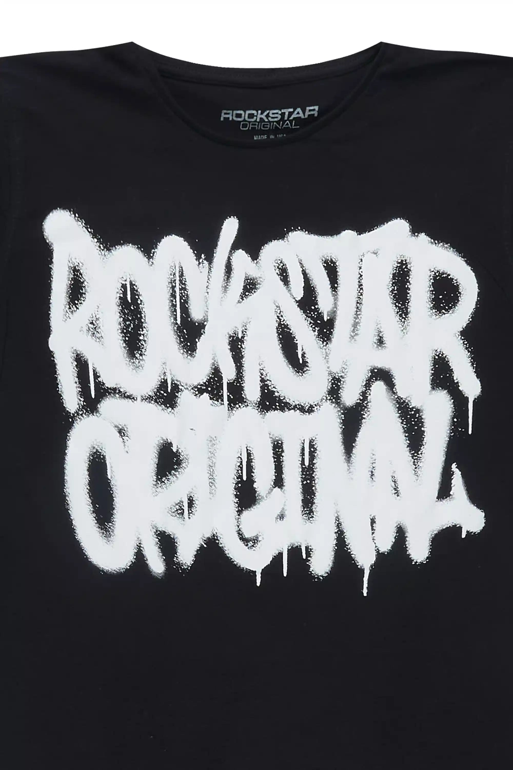 Girls Huffer Black Graphic T-Shirt