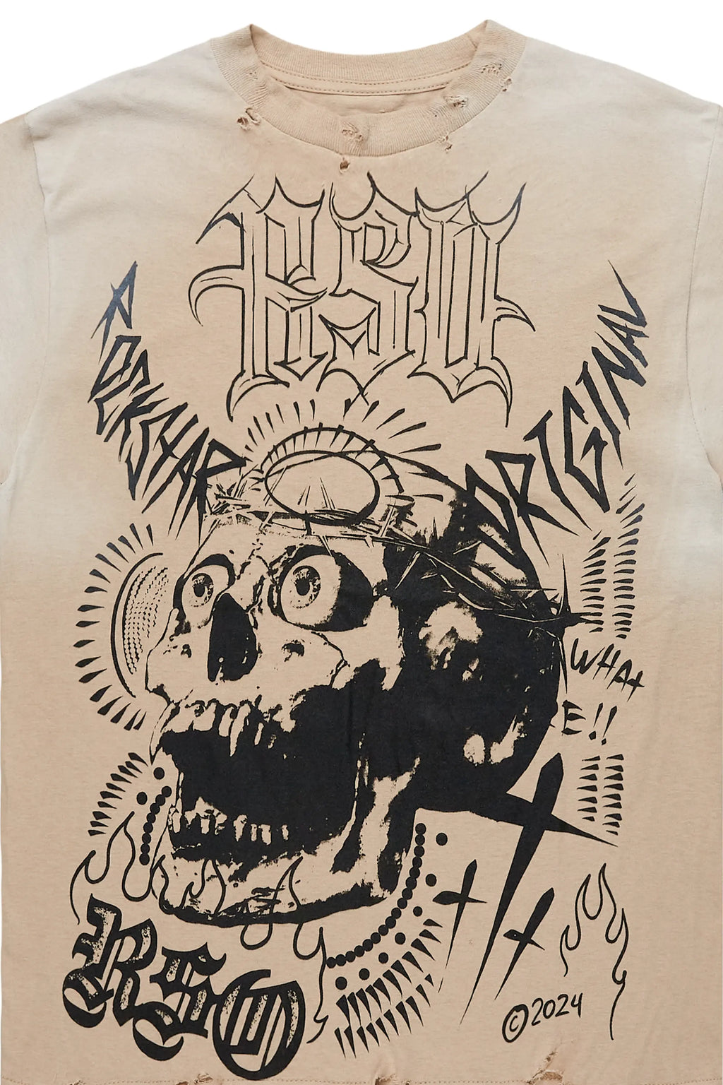 Fein Beige Oversized Graphic T-Shirt