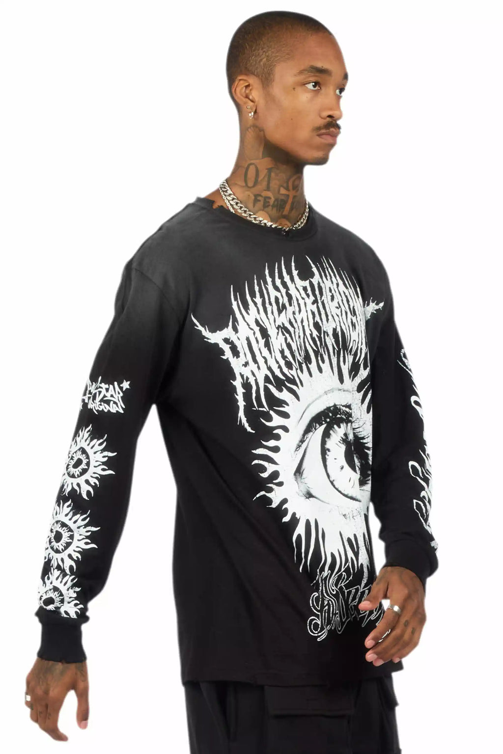 All Seeing Eyes Black Long Sleeve Graphic T-Shirt