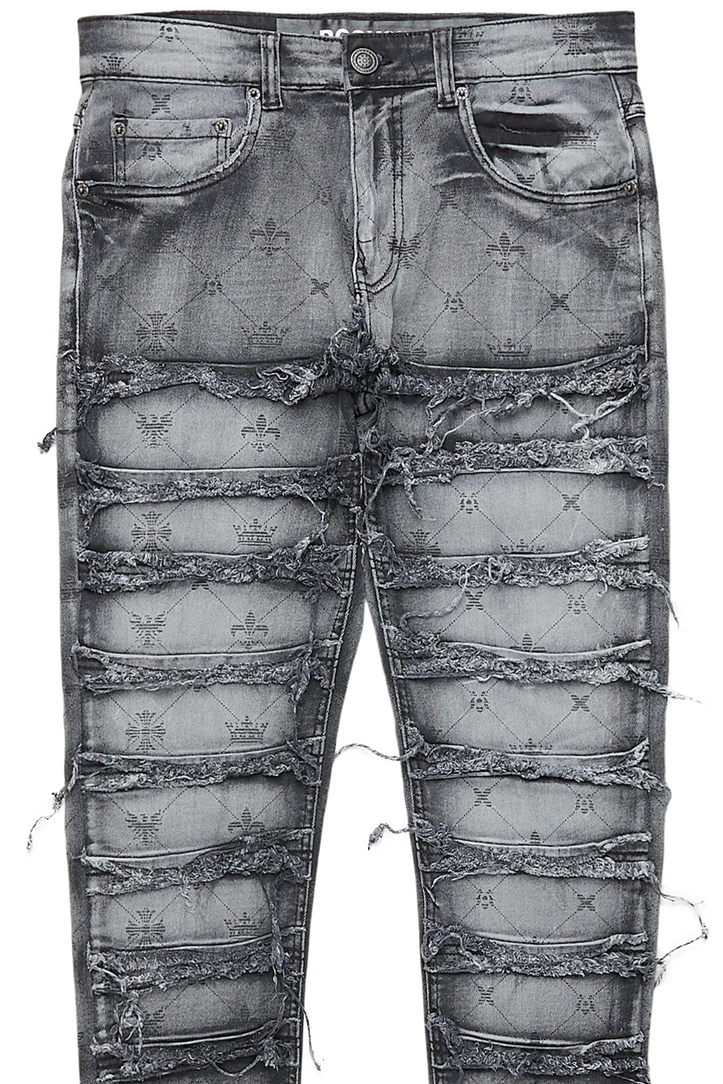 Pasha Black Wash Slim Fit Frayed Jean