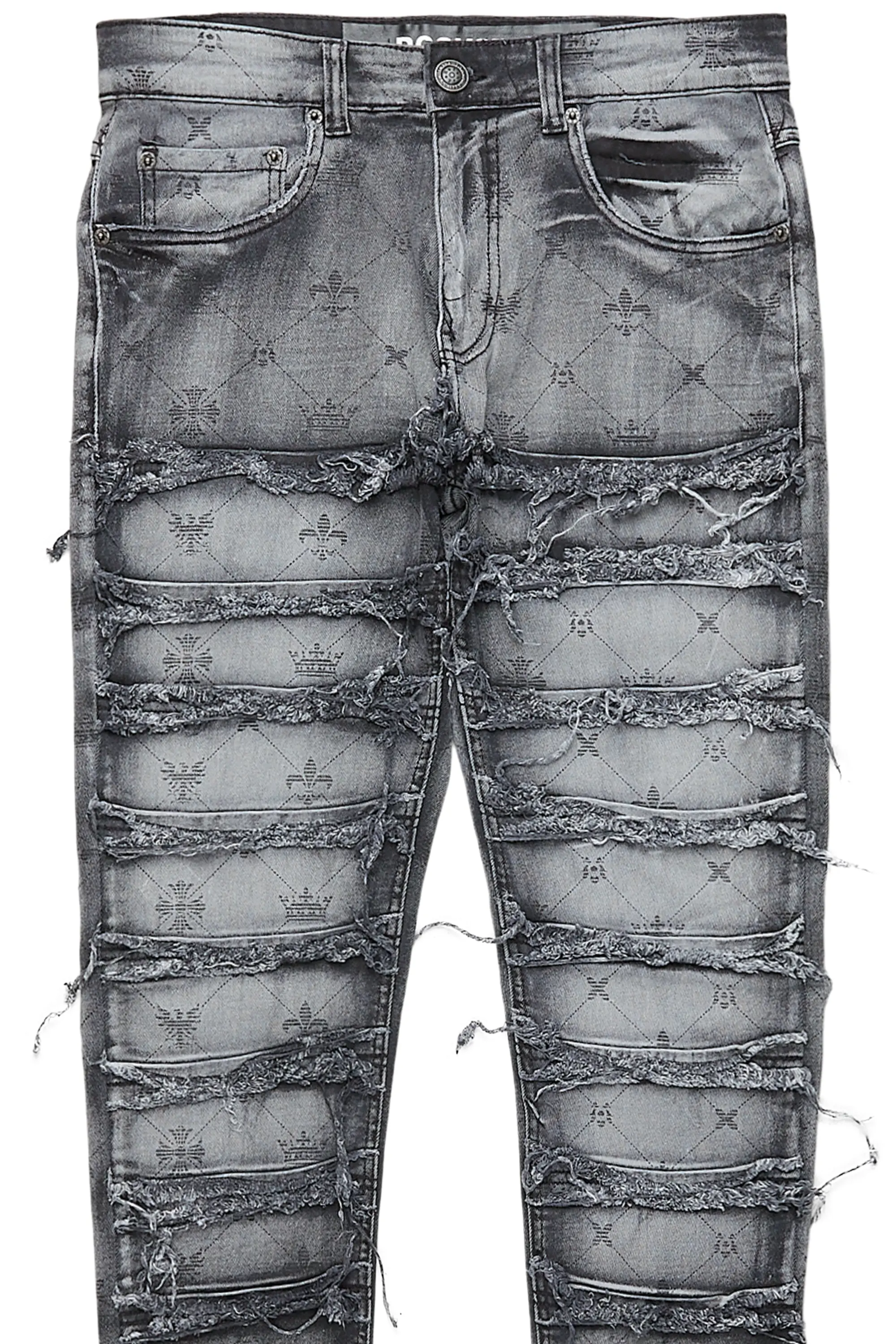 Pasha Black Wash Slim Fit Frayed Jean