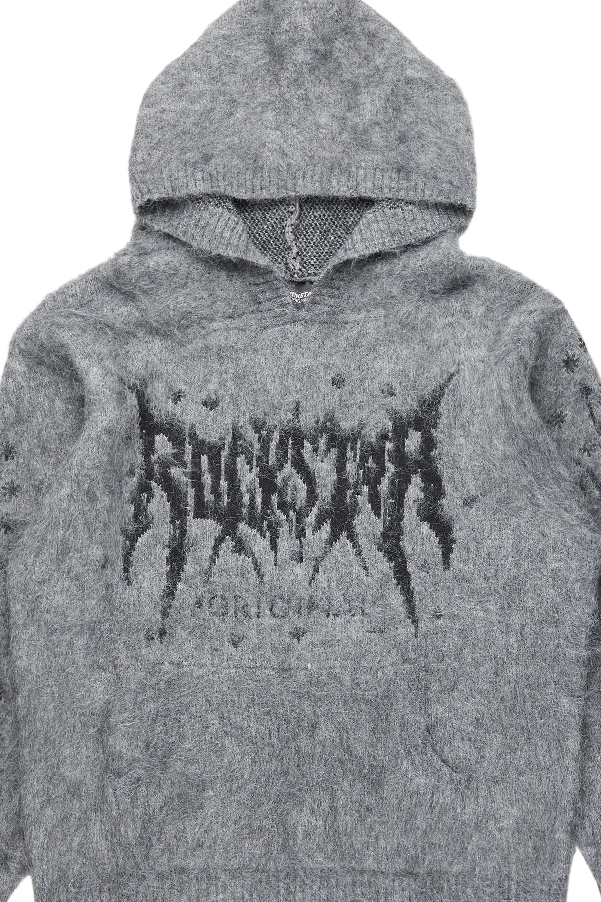 Evelyn Grey Graphic Mohair Hoodie