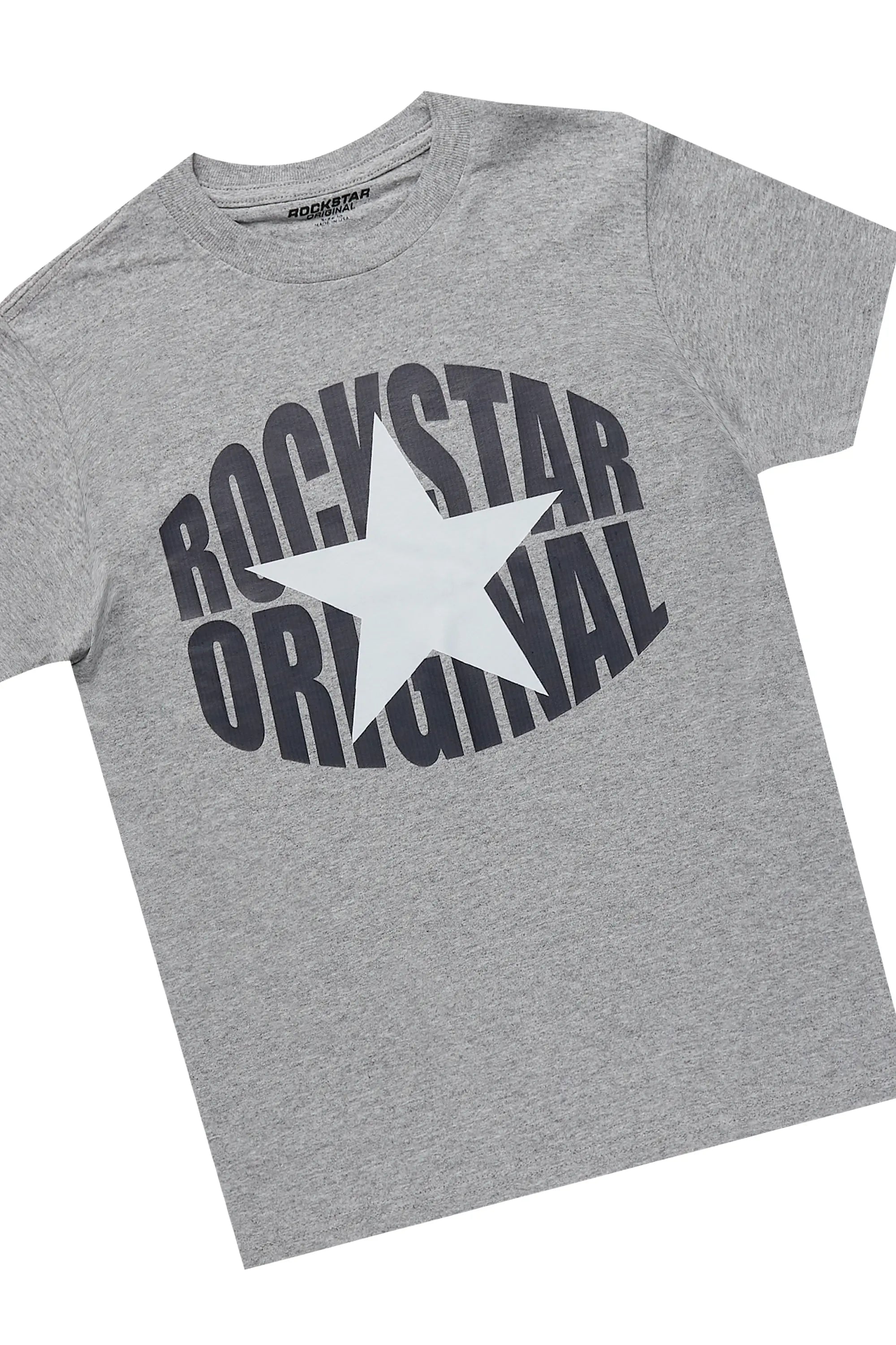 Boys Ezra Heather Grey T-Shirt/Stacked Flare Jean Set