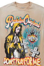 Loman Beige Oversized Graphic T-Shirt