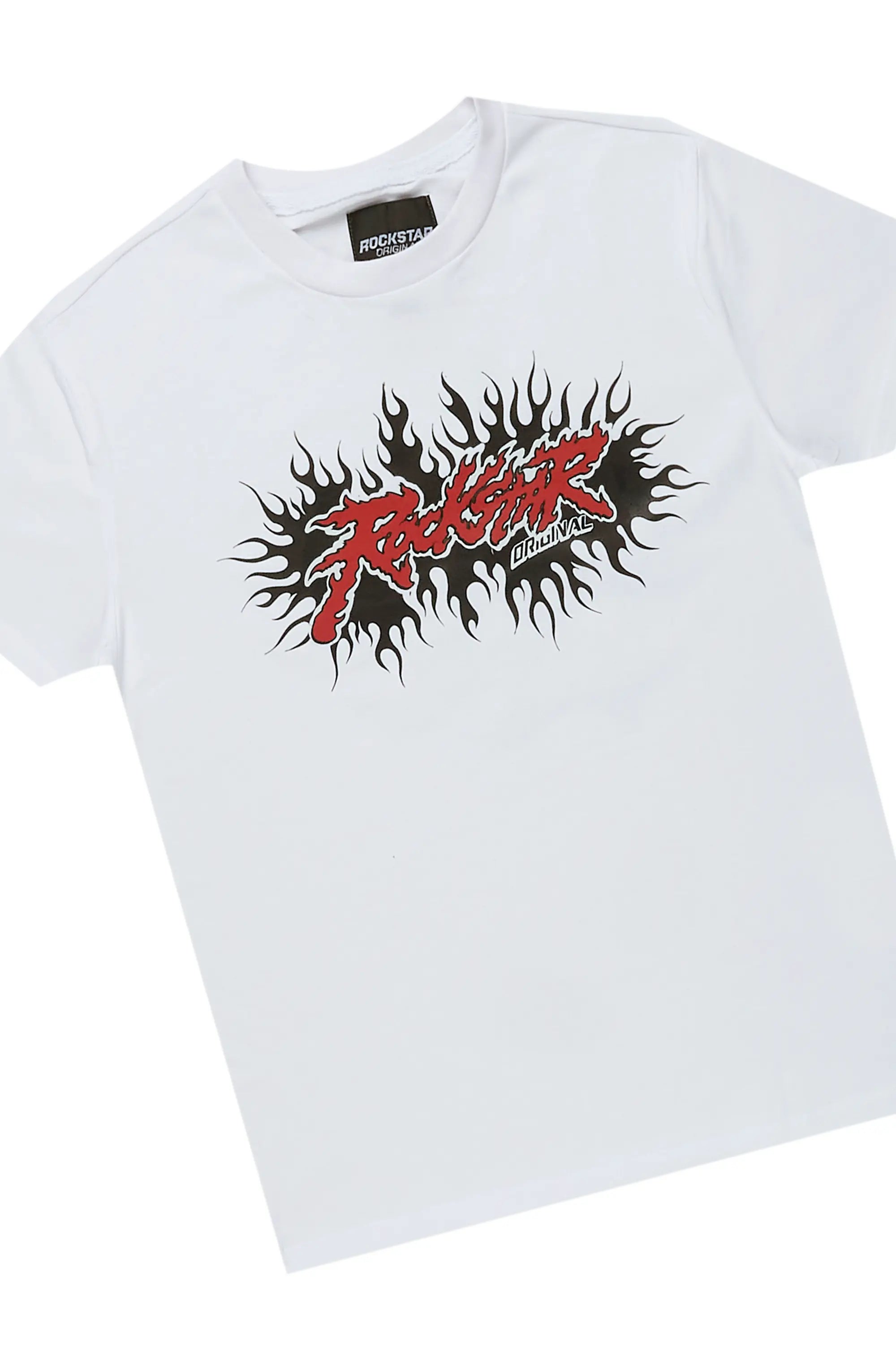 Boys Saidi White T-Shirt/Patch Cargo Jean