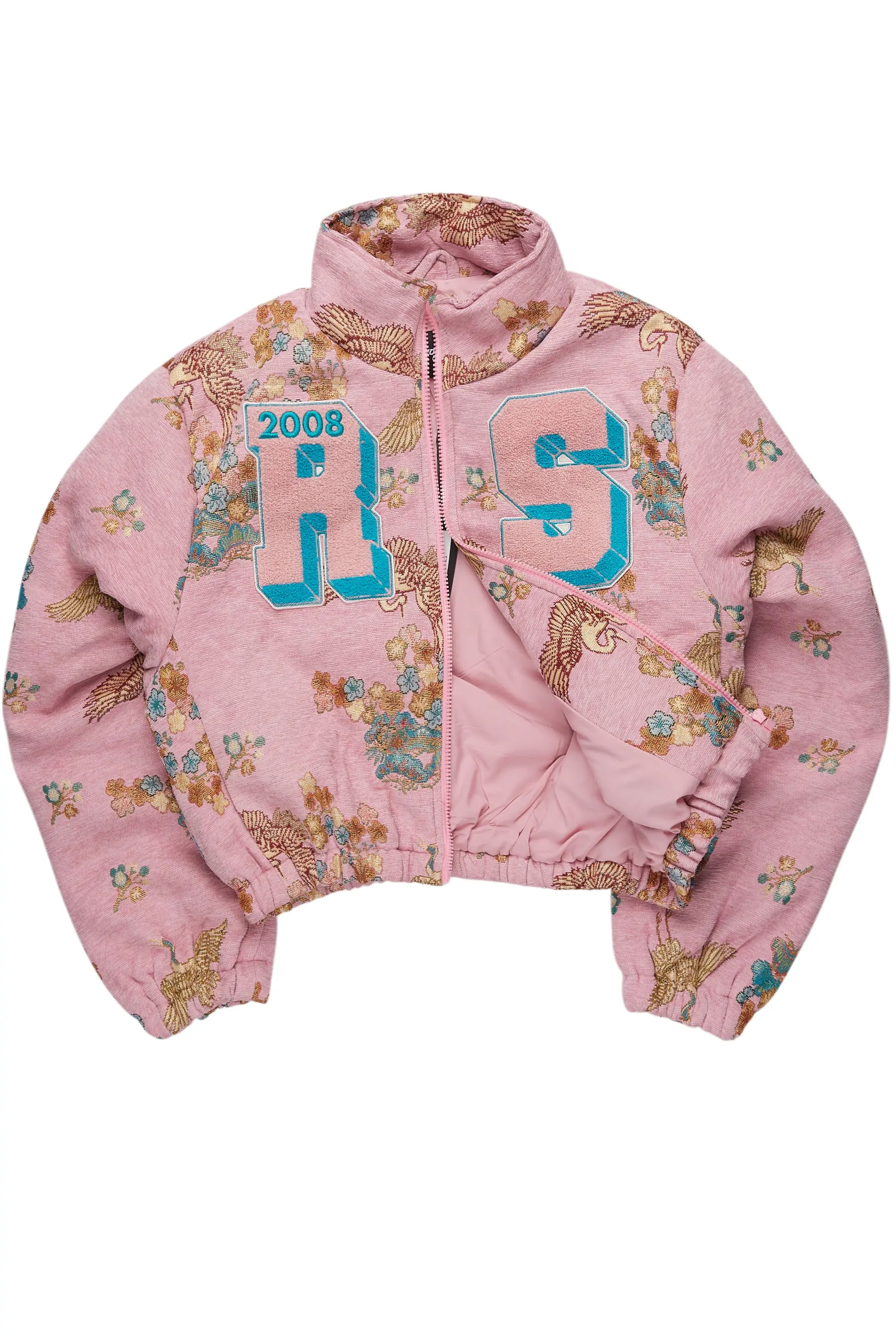 Vatasha Pink Tapestry Puffer Jacket