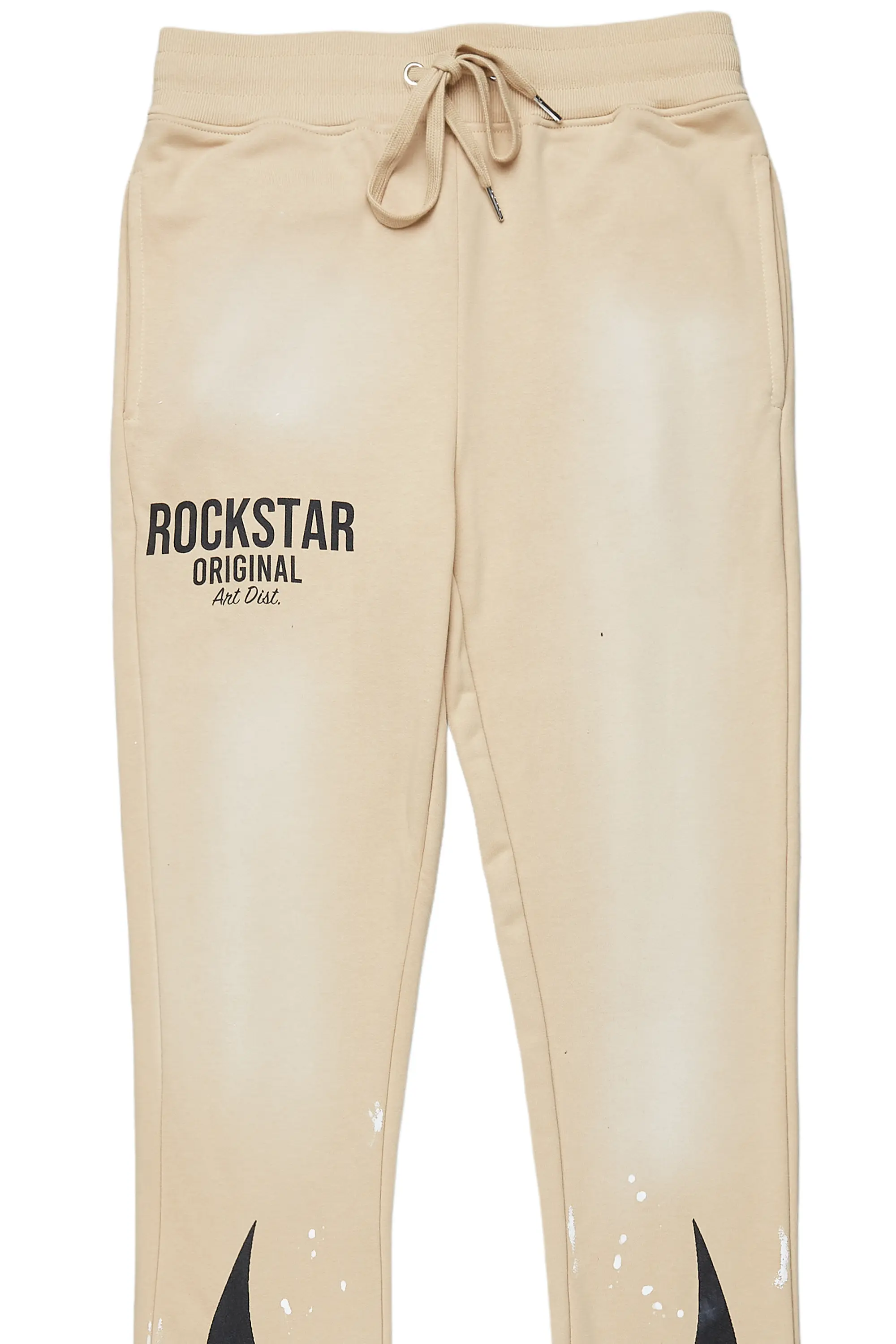 Damani Beige Patchwork Stacked Flare Pants