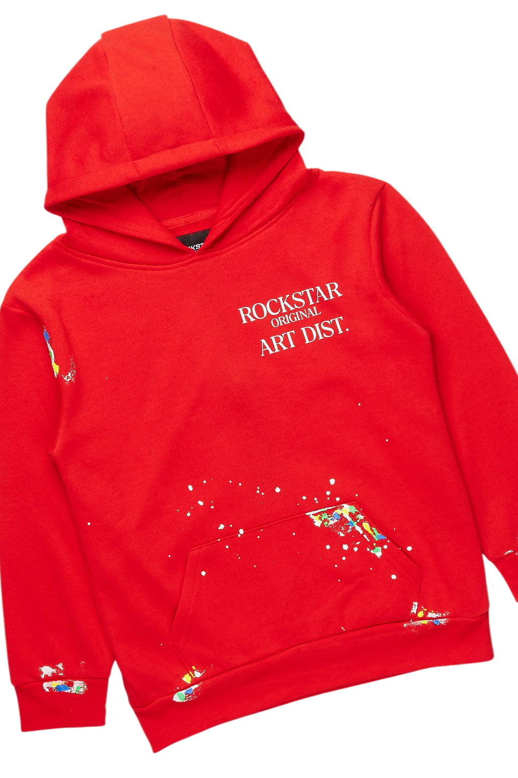 Boys Rockstar Art Dist Red/White Stacked Baggy Track Set